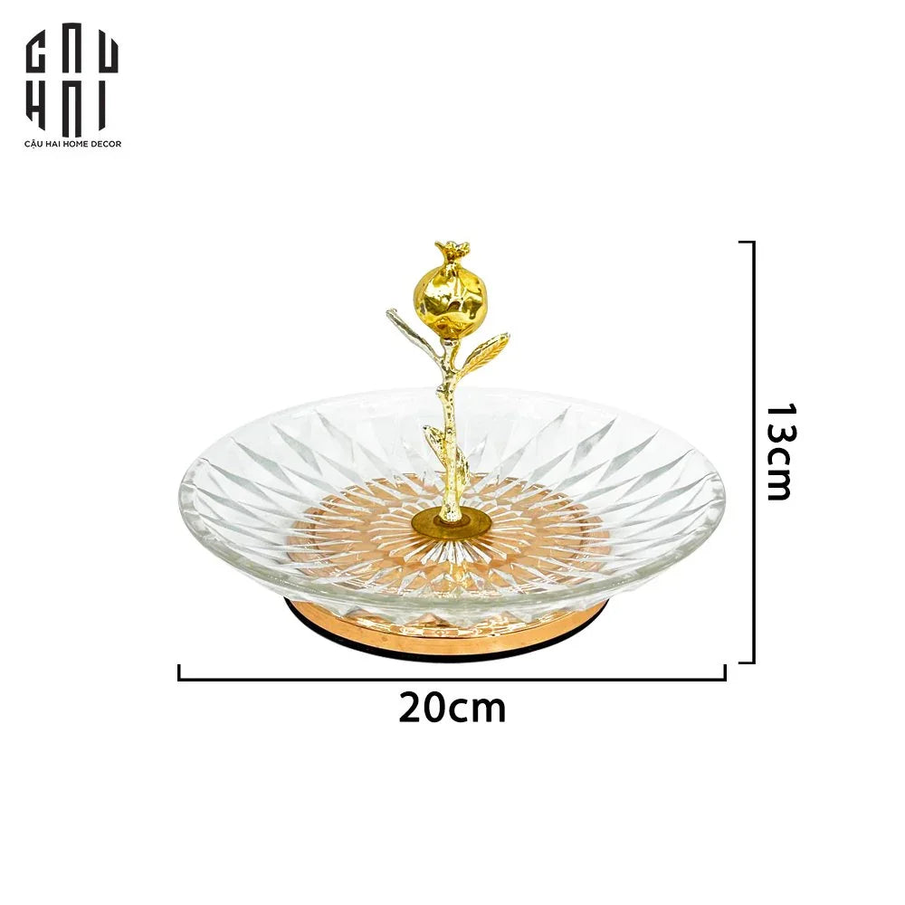 Đĩa Trái Cây Trái Lựu Thuỷ Tinh Blooming Ss25-CẬU HAI HOME DECOR
