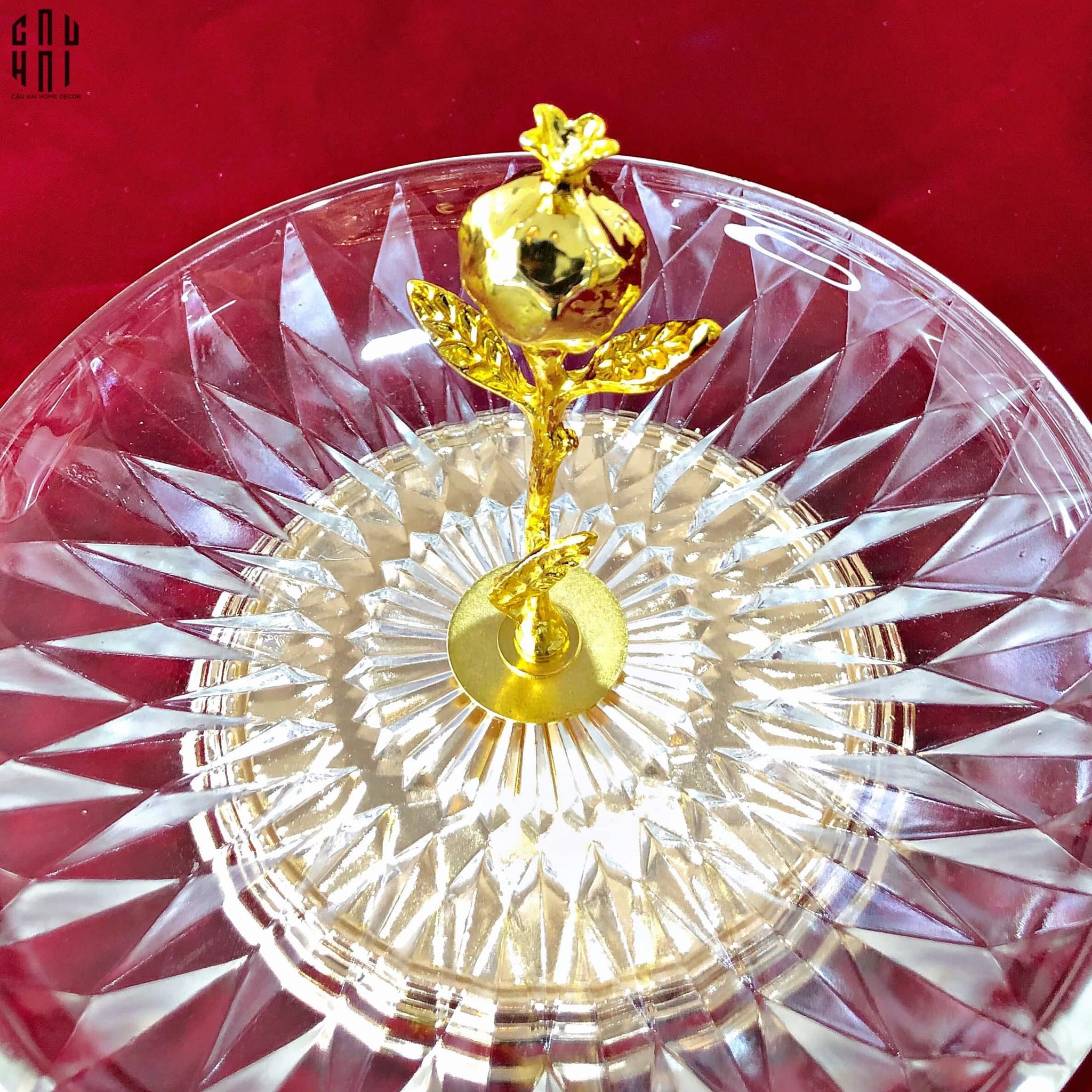 Đĩa Trái Cây Trái Lựu Thuỷ Tinh Blooming Ss25-CẬU HAI HOME DECOR