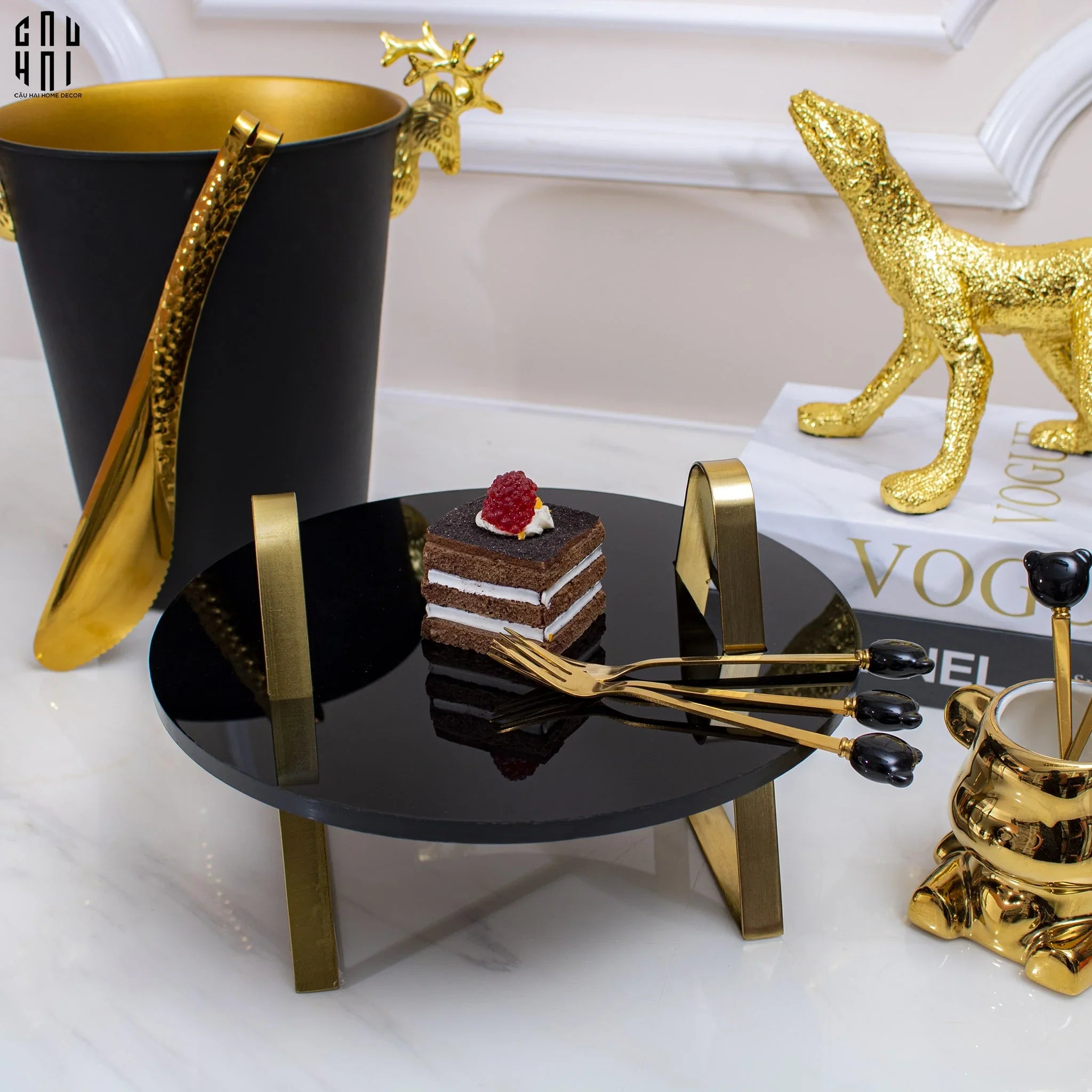 ĐĨA BÁNH GLAZE 1 BLACK STONE-CẬU HAI HOME DECOR