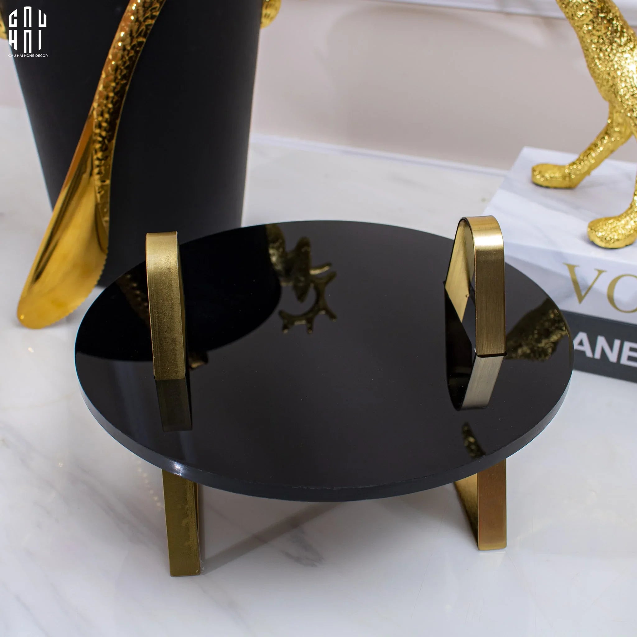 ĐĨA BÁNH GLAZE 1 BLACK STONE-CẬU HAI HOME DECOR