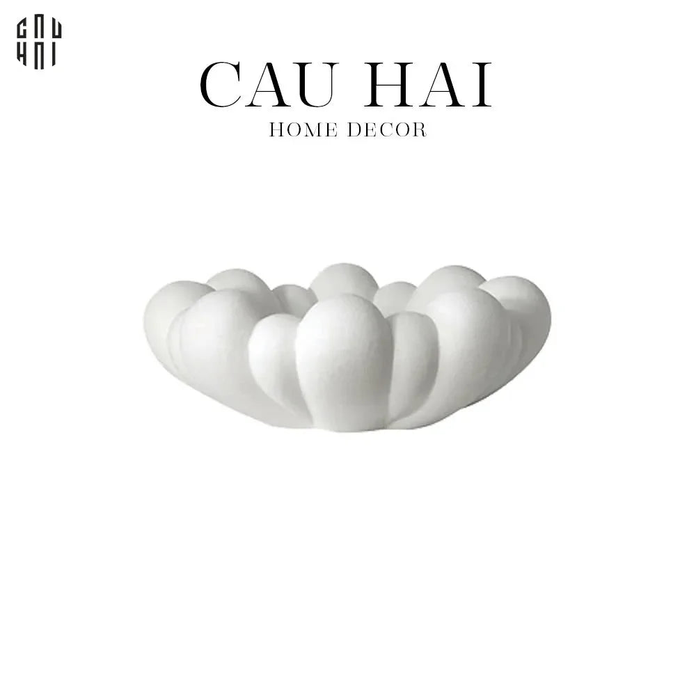 Đĩa Trang Trí White Composite Blossom - CẬU HAI HOME DECOR