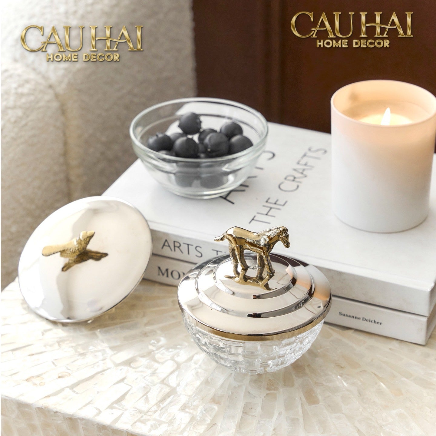 Đồng Brasson Bird Aviary Pakshi Royale Jar Indira Atélier 10.5 x 10.5-CẬU HAI HOME DECOR