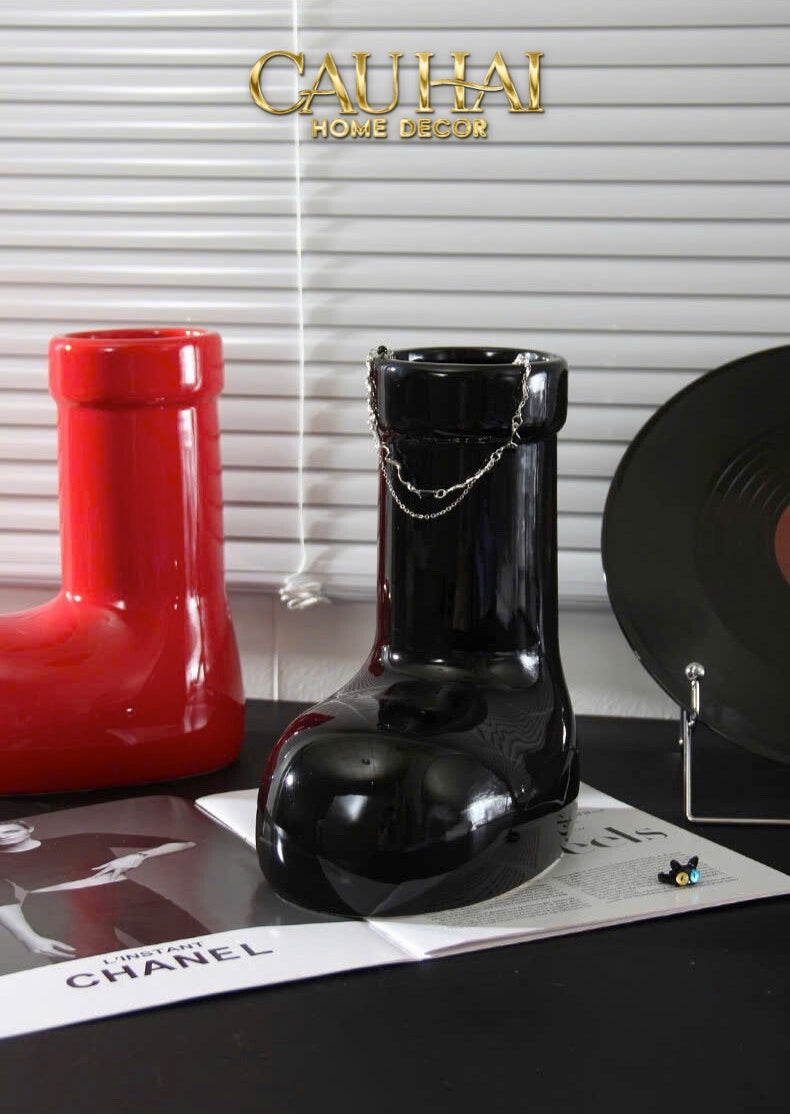 FÊTES COUTURE - BÌNH HOA ROUGE GLOSSY BUBBLR BOOT VASE-CẬU HAI HOME DECOR