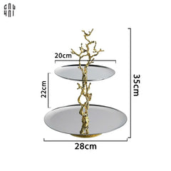 Elysian Couture - Đĩa 2 Tầng Platinum Elysian Branch Étagère 28x35-CẬU HAI HOME DECOR