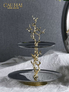 Elysian Couture - Đĩa 2 Tầng Platinum Elysian Branch Étagère 28x35-CẬU HAI HOME DECOR