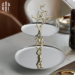 Elysian Couture - Đĩa 2 Tầng Platinum Elysian Branch Étagère 28x35-CẬU HAI HOME DECOR