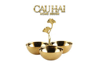 Elysian Couture - Đĩa Trái Cây 3 Ngăn Triptyque Golden Branch Ginkgo Trois Éclat-CẬU HAI HOME DECOR