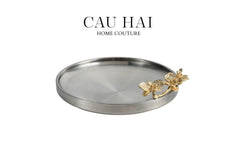 Elysian Couture - Đĩa Trái Cây Métallique Mistletoe Platinum D25-CẬU HAI HOME DECOR