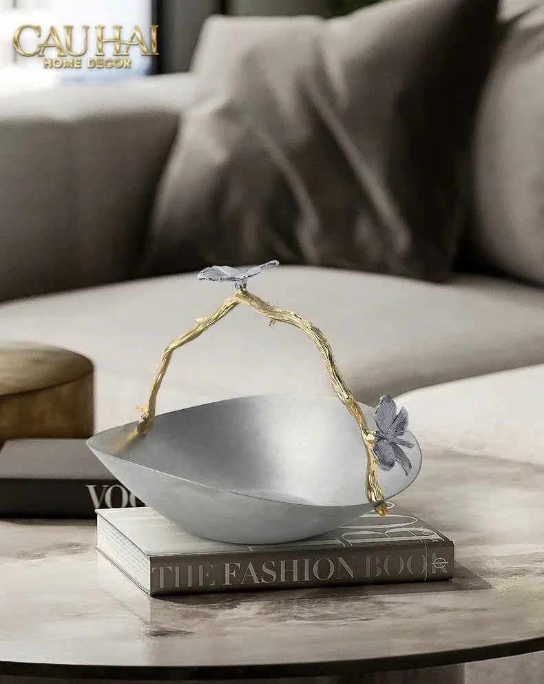 Elysian Couture - Đĩa Trái Cây Platinum Impérial Pavillon Centerpiece 18x22-CẬU HAI HOME DECOR