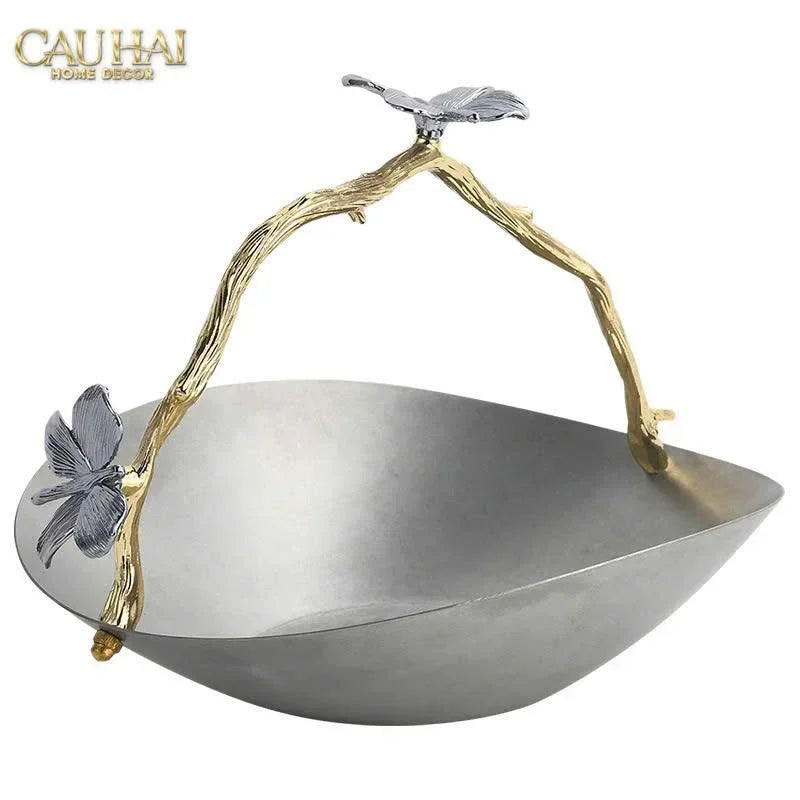Elysian Couture - Đĩa Trái Cây Platinum Impérial Pavillon Centerpiece 18x22-CẬU HAI HOME DECOR
