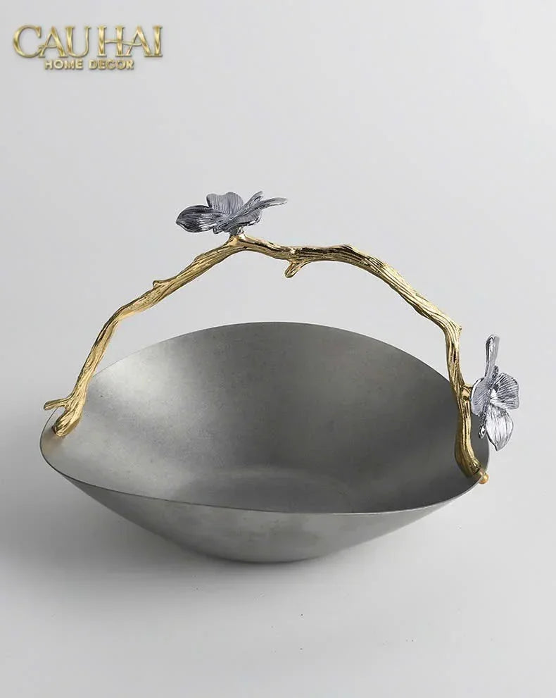 Elysian Couture - Đĩa Trái Cây Platinum Impérial Pavillon Centerpiece 18x22-CẬU HAI HOME DECOR