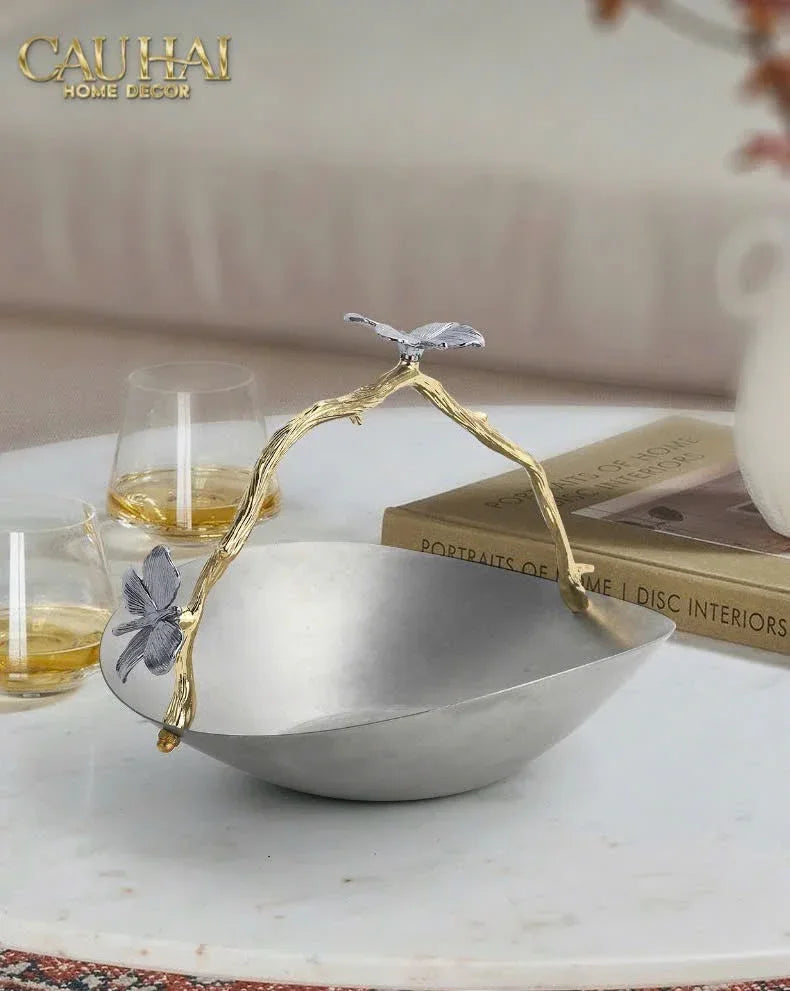 Elysian Couture - Đĩa Trái Cây Platinum Impérial Pavillon Centerpiece 18x22-CẬU HAI HOME DECOR