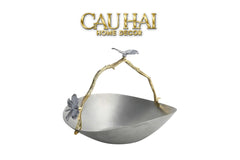 Elysian Couture - Đĩa Trái Cây Platinum Impérial Pavillon Centerpiece 18x22-CẬU HAI HOME DECOR