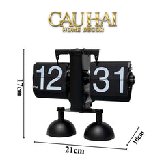 Elysian Couture - Đồng Hồ Lật Retro Bản 2 Chân Đen Flip Clock Savoire Twin-Base 17x21-CẬU HAI HOME DECOR