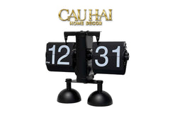Elysian Couture - Đồng Hồ Lật Retro Bản 2 Chân Đen Flip Clock Savoire Twin-Base 17x21-CẬU HAI HOME DECOR