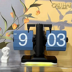 Elysian Couture - Đồng Hồ Lật Retro Flip Light Clock Shine Grey 15x21-CẬU HAI HOME DECOR