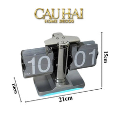 Elysian Couture - Đồng Hồ Lật Retro Flip Light Clock Shine Grey 15x21-CẬU HAI HOME DECOR