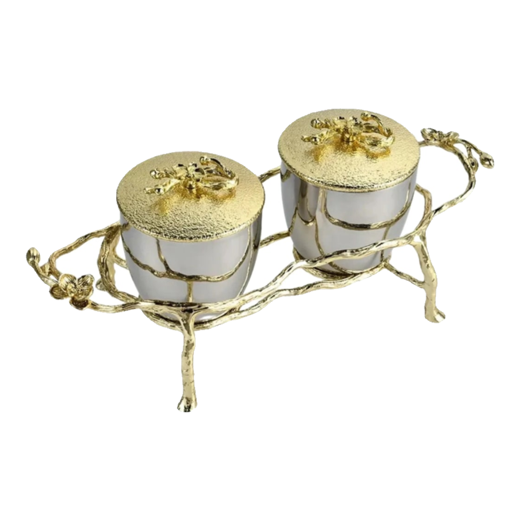 Elysian Couture - Lọ Kẹo Chân Đồng - Brasson Platinum Jar - Les Fleurs 12x12x28