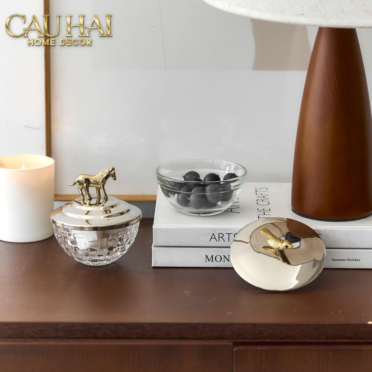 Elysian Couture - Lọ Kẹo Ngựa Đồng Brasson Stallion Ashva Royale Candy Jar Indira Atélier 11.4x12.7-Lọ kẹo Canister Bonbonnière-CẬU HAI HOME DECOR