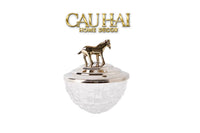Elysian Couture - Lọ Kẹo Ngựa Đồng Brasson Stallion Ashva Royale Candy Jar Indira Atélier 11.4x12.7-CẬU HAI HOME DECOR