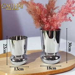 Elysian Couture - Set 2 Bình Hoa Genesis Platinum Maison Vase 13x22/18x30-CẬU HAI HOME DECOR
