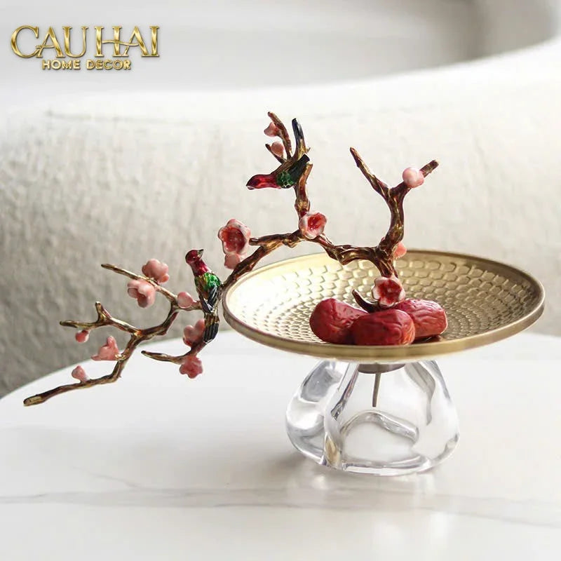 Elysian - Đĩa Trái Cây Khay Tròn Branche De Bonheur Atélier 31x18x19-CẬU HAI HOME DECOR