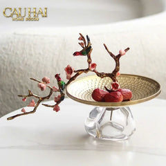 Elysian - Đĩa Trái Cây Khay Tròn Branche De Bonheur Atélier 31x18x19-CẬU HAI HOME DECOR