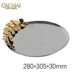 Elysian - Đĩa Trái Cây Khay Tròn Platinum Olive Branch Disk D28-CẬU HAI HOME DECOR