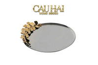 Elysian - Đĩa Trái Cây Khay Tròn Platinum Olive Branch Disk D28-CẬU HAI HOME DECOR