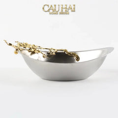 Elysian - Đĩa Trái Cây Trang Trí Platinum Gilded Bloom-CẬU HAI HOME DECOR