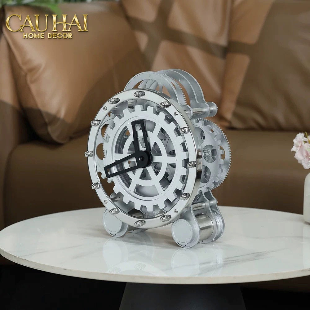 Elysian - Đồng Hồ Cơ Hologram Mécanique Argent Table Clock - CẬU HAI HOME DECOR