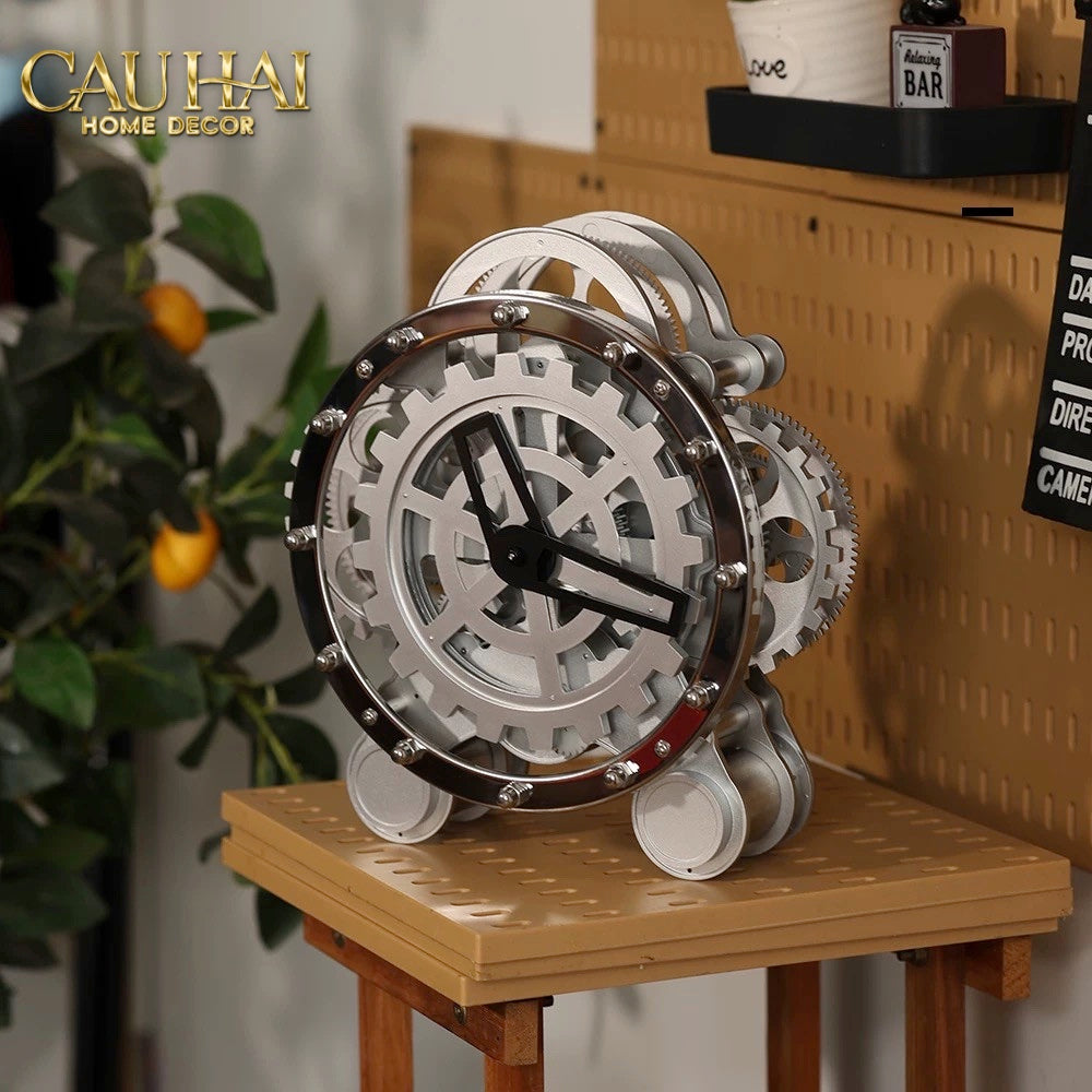 Elysian - Đồng Hồ Cơ Hologram Mécanique Argent Table Clock - CẬU HAI HOME DECOR