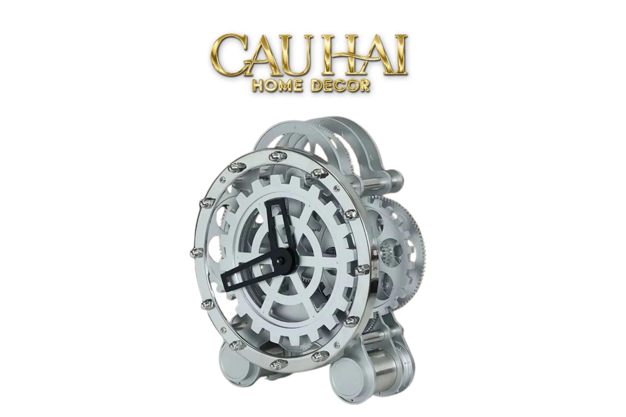 Elysian - Đồng Hồ Cơ Hologram Mécanique Argent Table Clock-CẬU HAI HOME DECOR