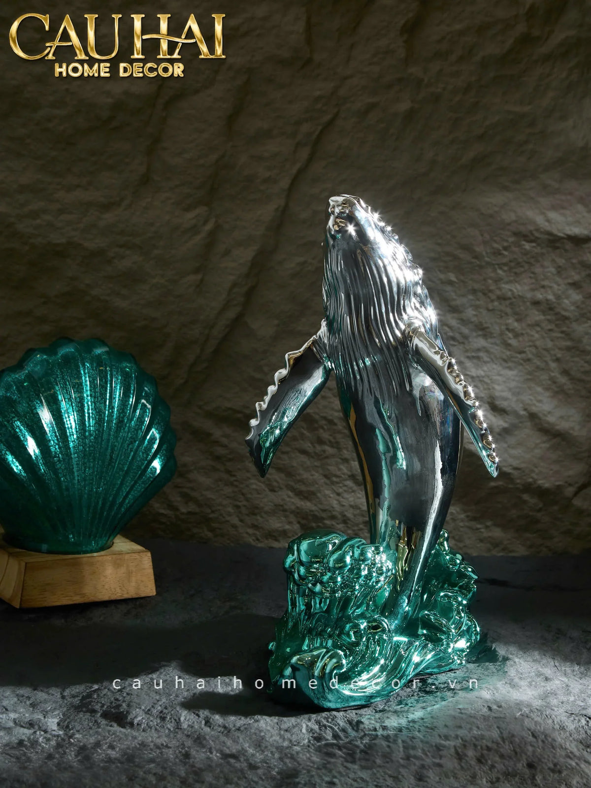 Elysian Fw25 - Tượng Cá Voi Platinum Whale Ascendant-TƯỢNG TRANG TRÍ-Đối tác tại Trung Quốc theo từng đơn đặt hàng-CẬU HAI HOME DECOR