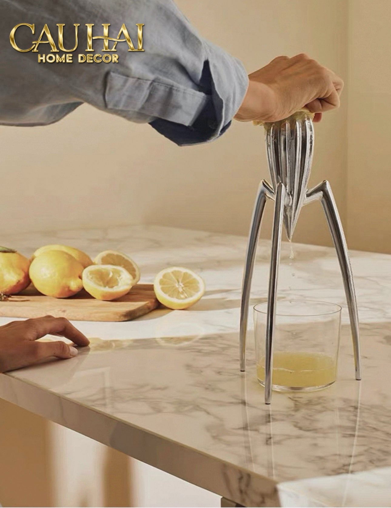 Elysian Fw25 - Tượng Kitchenware Spider Citron Chrome H29 - CẬU HAI HOME DECOR