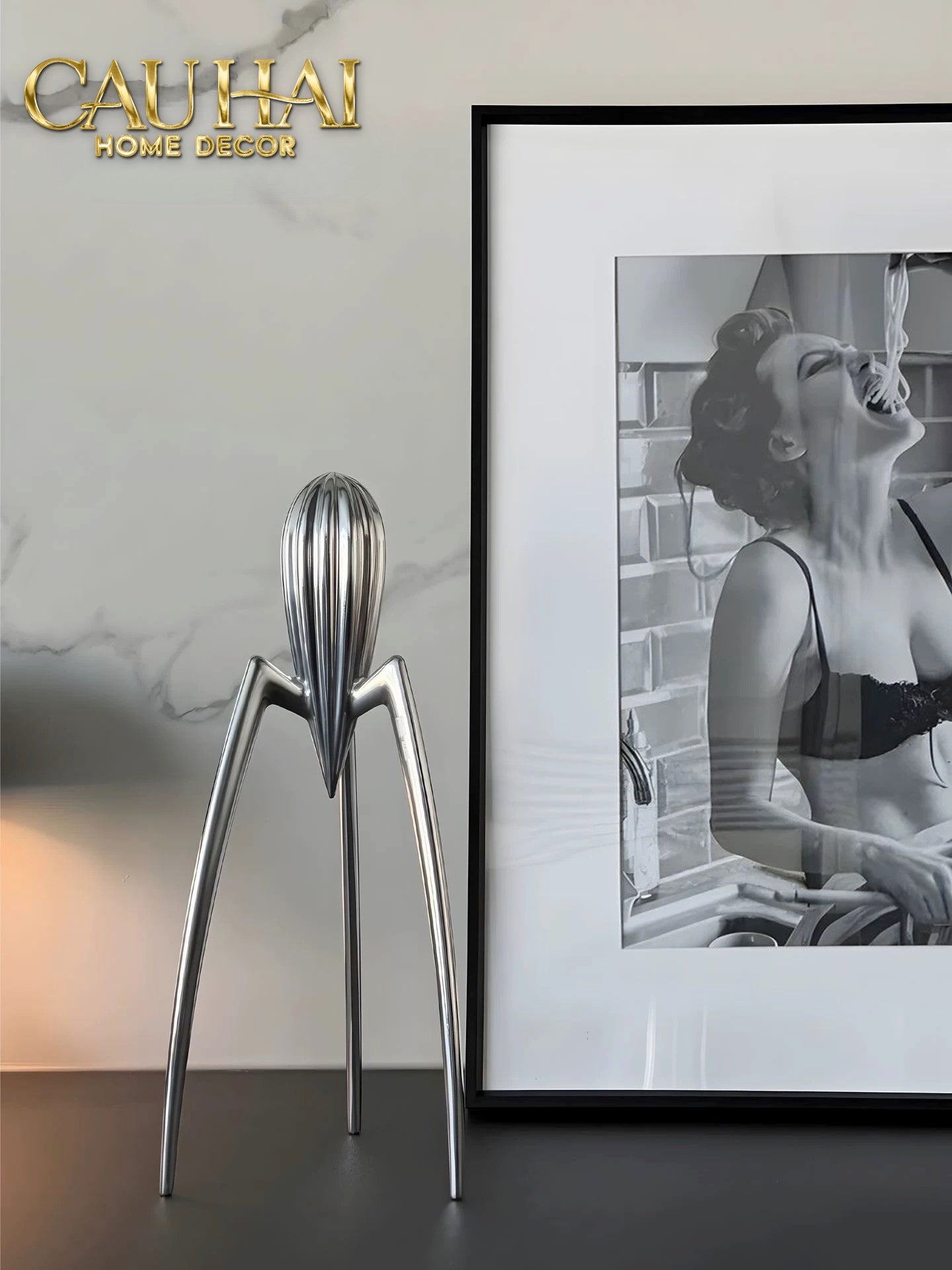 Elysian Fw25 - Tượng Kitchenware Spider Citron Chrome H29 - CẬU HAI HOME DECOR