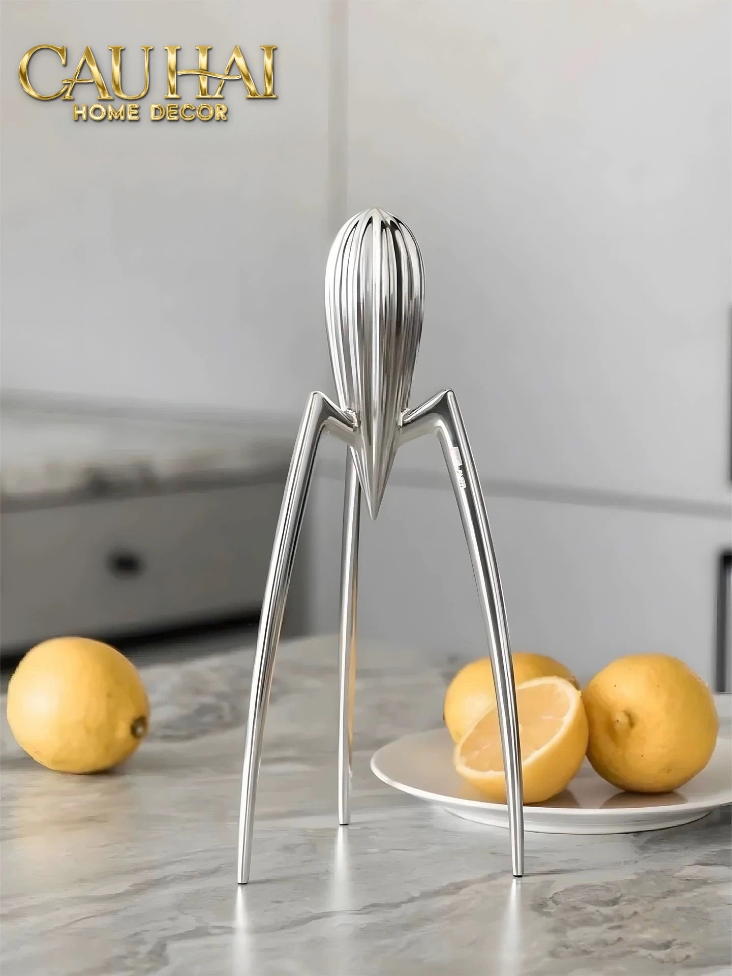 Elysian Fw25 - Tượng Kitchenware Spider Citron Chrome H29 - CẬU HAI HOME DECOR
