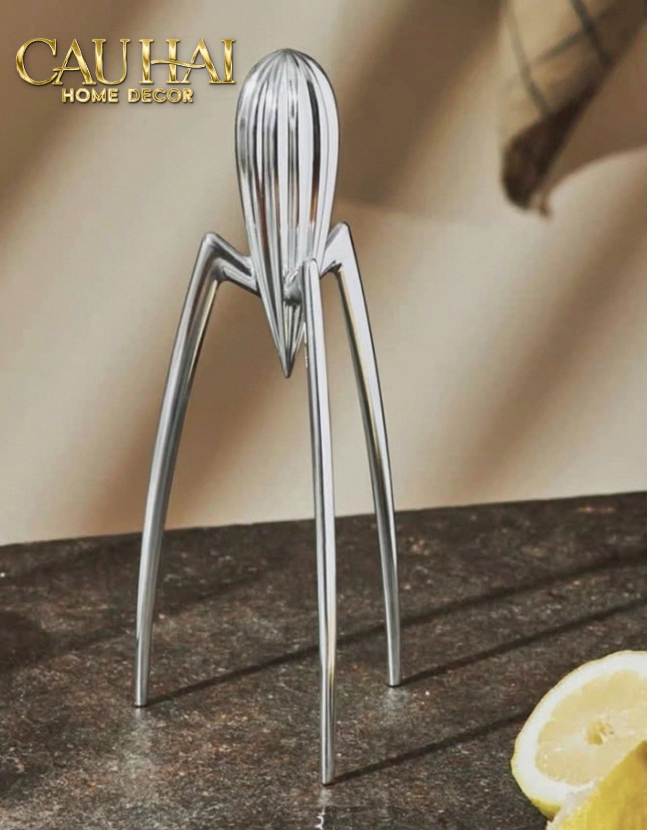 Elysian Fw25 - Tượng Kitchenware Spider Citron Chrome H29 - CẬU HAI HOME DECOR