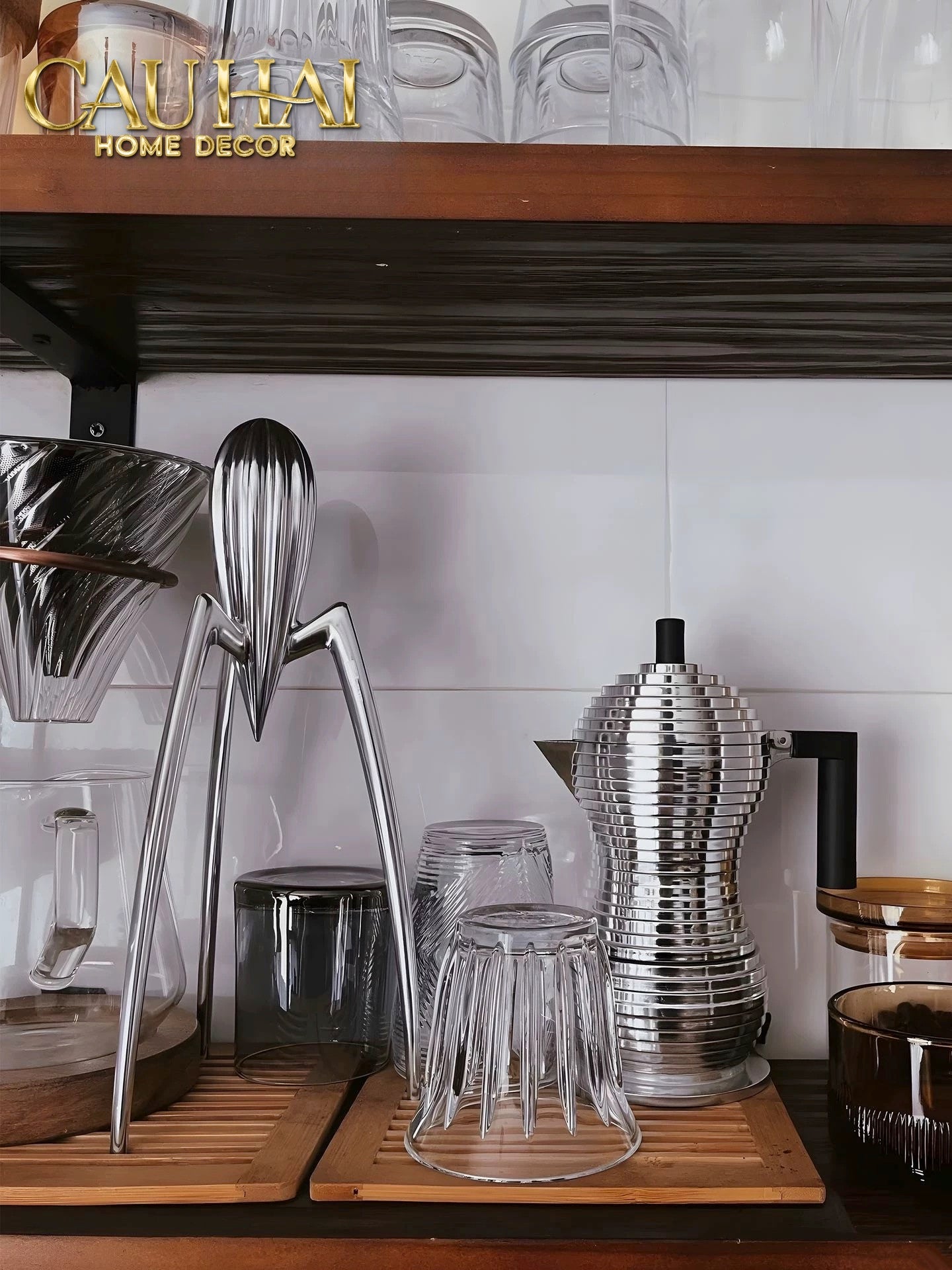 Elysian Fw25 - Tượng Kitchenware Spider Citron Chrome H29 - CẬU HAI HOME DECOR