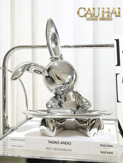 Elysian Fw25 - Tượng Thỏ Figurine Platinum Lapin Minimalisme Chic-CẬU HAI HOME DECOR