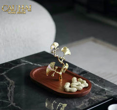 Elysian - Khay Gỗ Óc Chó Lá Ngân Hạnh Ginkgo Premium Walnut Trays 15x25-CẬU HAI HOME DECOR