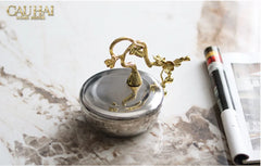 Elysian - Lọ Kẹo Chén Platinum Impérial Bird Branch Bowl 13x17-CẬU HAI HOME DECOR