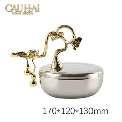 Elysian - Lọ Kẹo Chén Platinum Impérial Bird Branch Bowl 13x17-CẬU HAI HOME DECOR