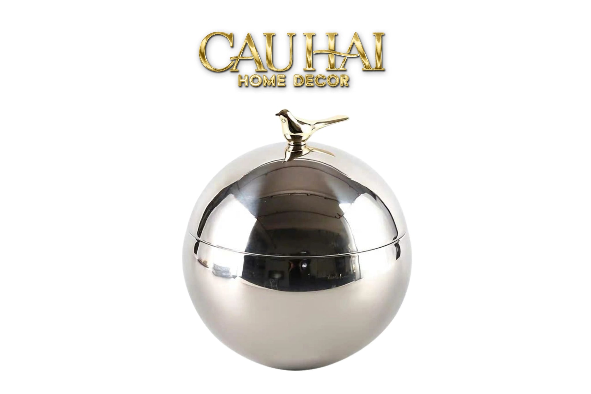 Elysian - Lọ Kẹo Hộp Lưu Trữ Hình Cầu Platinum Gilded Aviary Sphere-CẬU HAI HOME DECOR