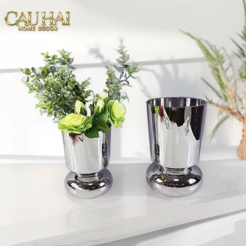 Elysian - Set 2 Bình Hoa Glassy Platinum Maison H22/H30 - CẬU HAI HOME DECOR