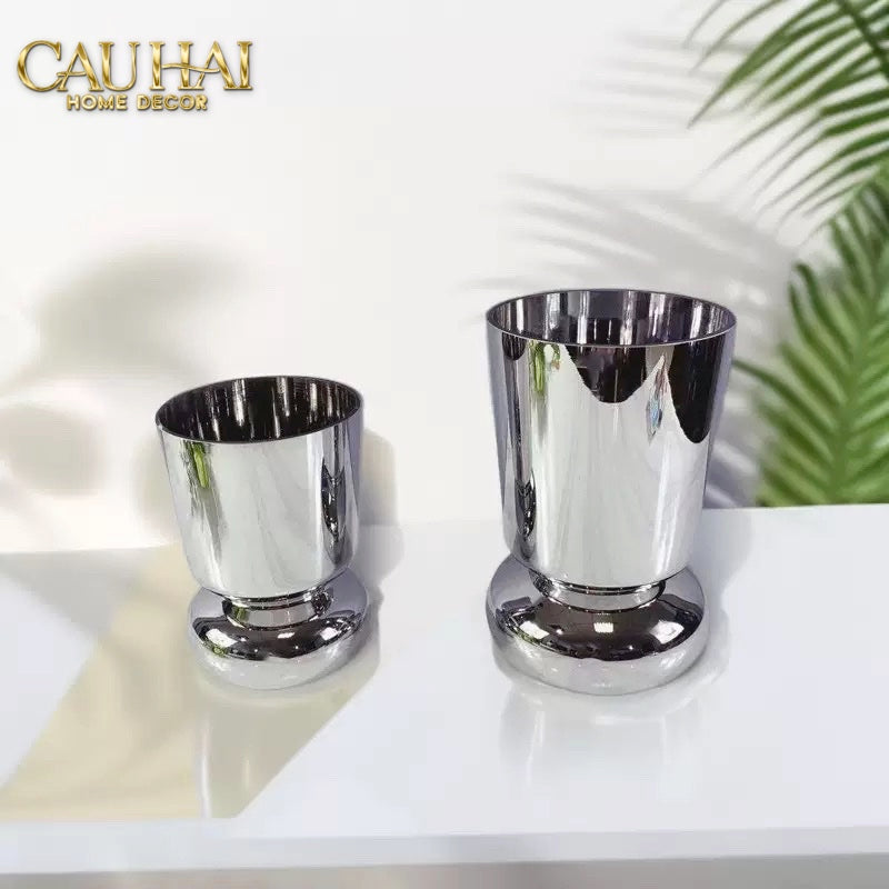 Elysian - Set 2 Bình Hoa Glassy Platinum Maison H22/H30 - CẬU HAI HOME DECOR