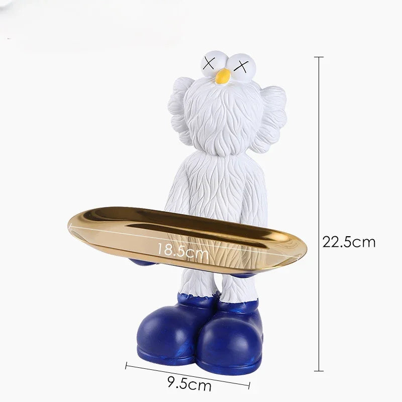 Elysian - Tượng Figurine Kaws Cằm Khay Bản Denim - White - CẬU HAI HOME DECOR