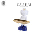 Elysian - Tượng Figurine Kaws Cằm Khay Bản Denim - White - CẬU HAI HOME DECOR
