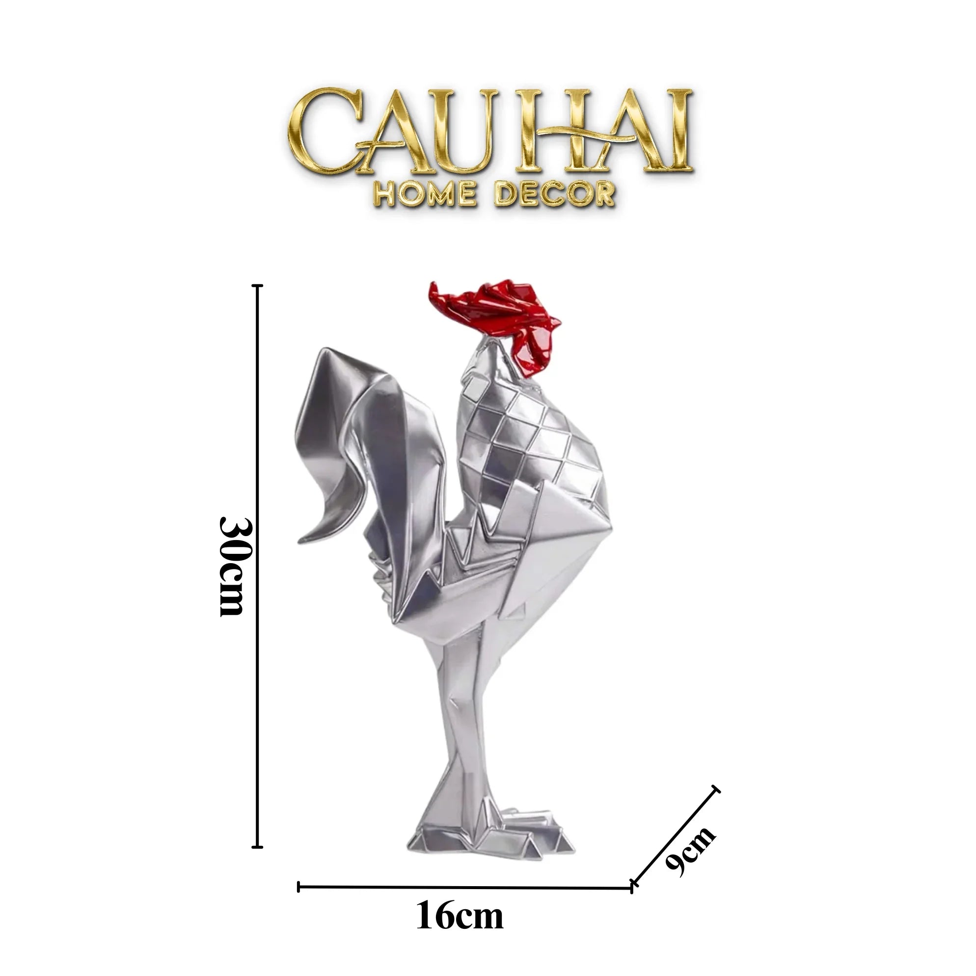 Elysian - Tượng Gà Trống Gallux Argenté Céleste Métallique-CẬU HAI HOME DECOR