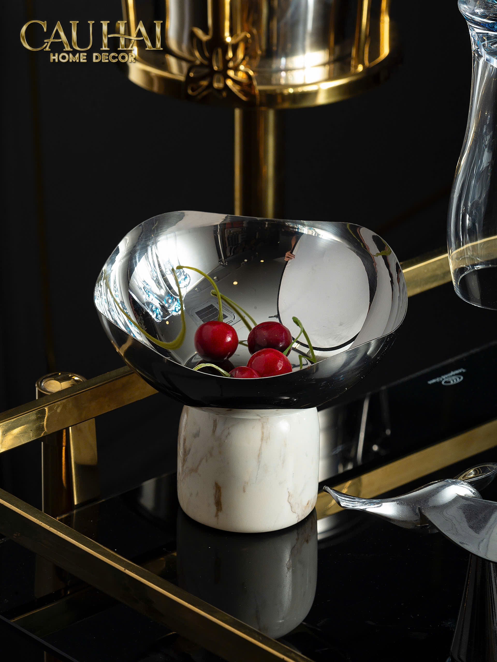 FRUIT BOWL SILVER BLOOM-CẬU HAI HOME DECOR